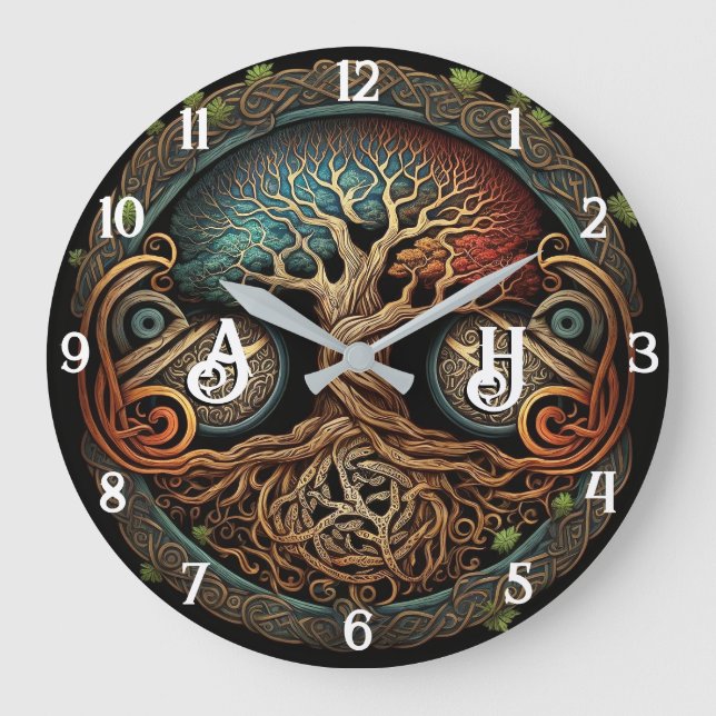Yggdrasil Viking Livets träd Stor Klocka (Framsida)