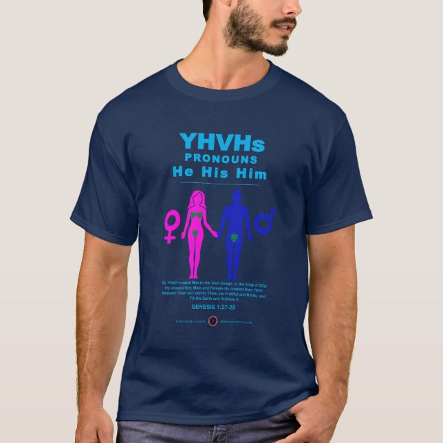 YHVH's Pronouns T Shirt (Framsida)