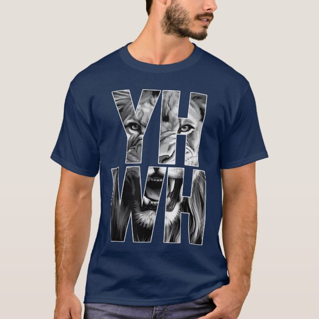 YHWH Lion of Judah Yahweh in Hebrew Jesus Christia T Shirt (Framsida)