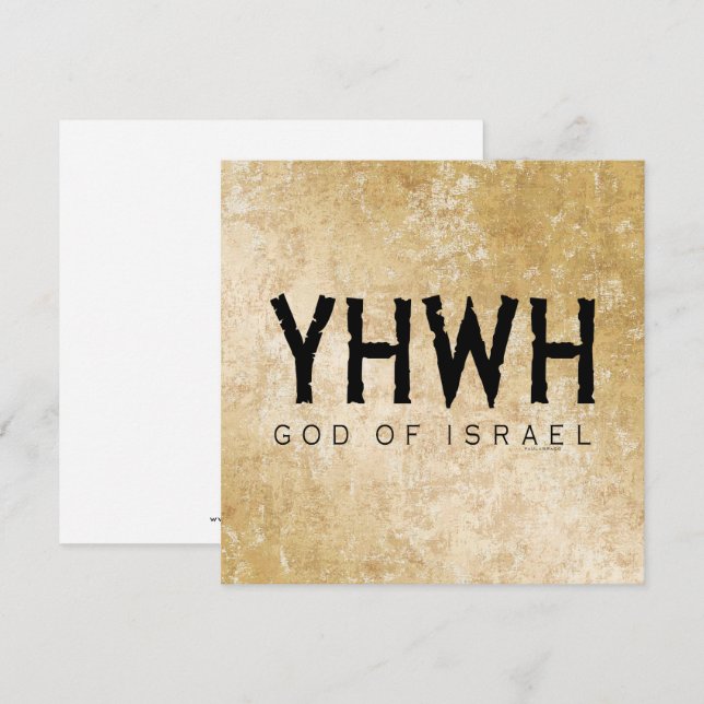 YHWH (Yahweh, Jehovah) Gud Israel Tetragrammaton Kort (Fram/baksida)