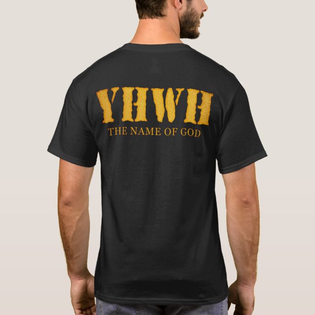 YHWH (Yahweh, Jehovah) stencilerar Tetragrammaton T Shirt (Baksida)