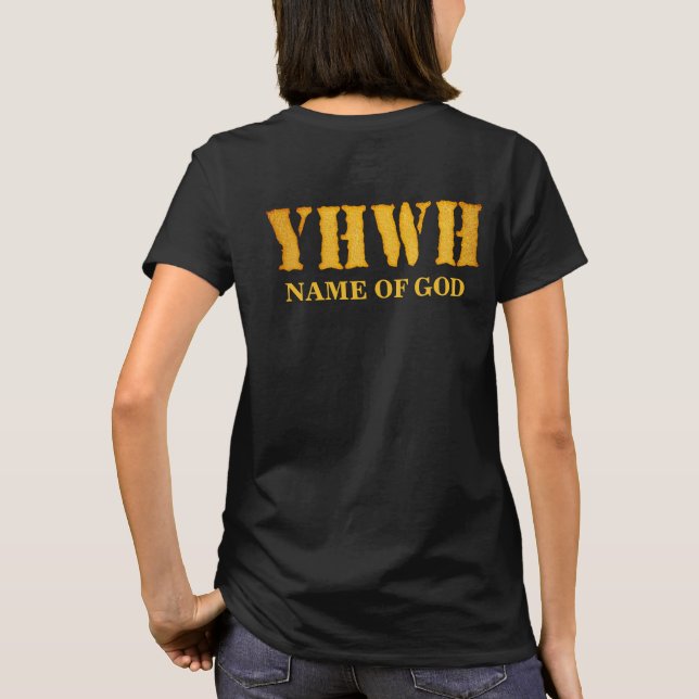 YHWH (Yahweh, Jehovah) stencilerar Tetragrammaton T Shirt (Baksida)