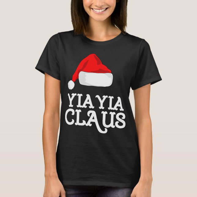 Yia-Yia Claus jul Hat Pj Group Matching Paja T Shirt (Framsida)