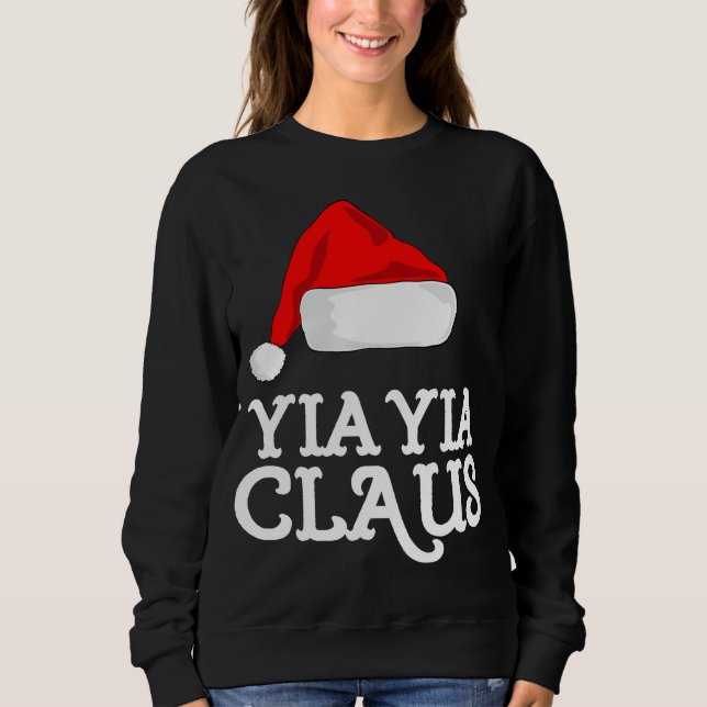 Yia-Yia Claus jul Hat Pj Group Matching Paja T Shirt (Framsida)