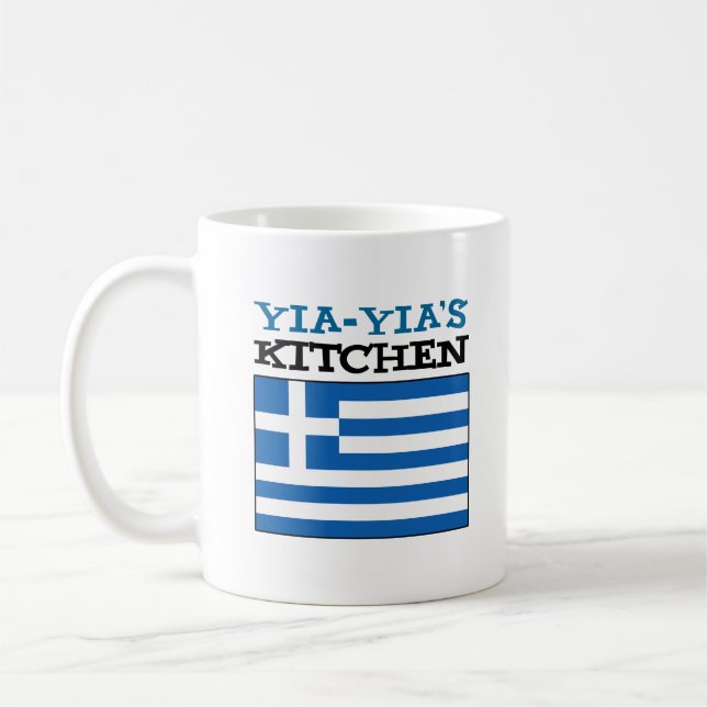 Yia-Yias kök - Greklands flagga Kaffemugg (Vänster)
