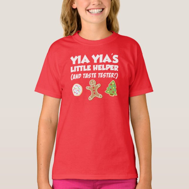 Yia Yias lilla Helper-julkookies T-Shirt (Framsida)