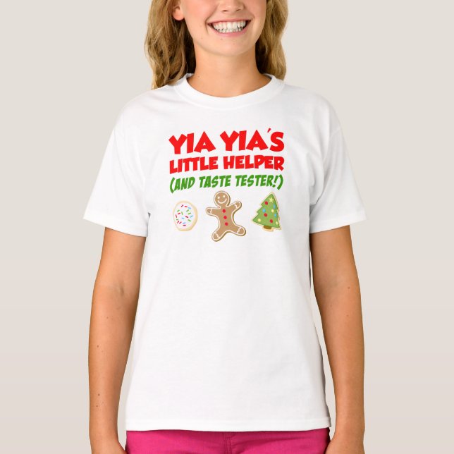 Yia Yia's Little Helper Christmas Cookies T-Shirt (Framsida)