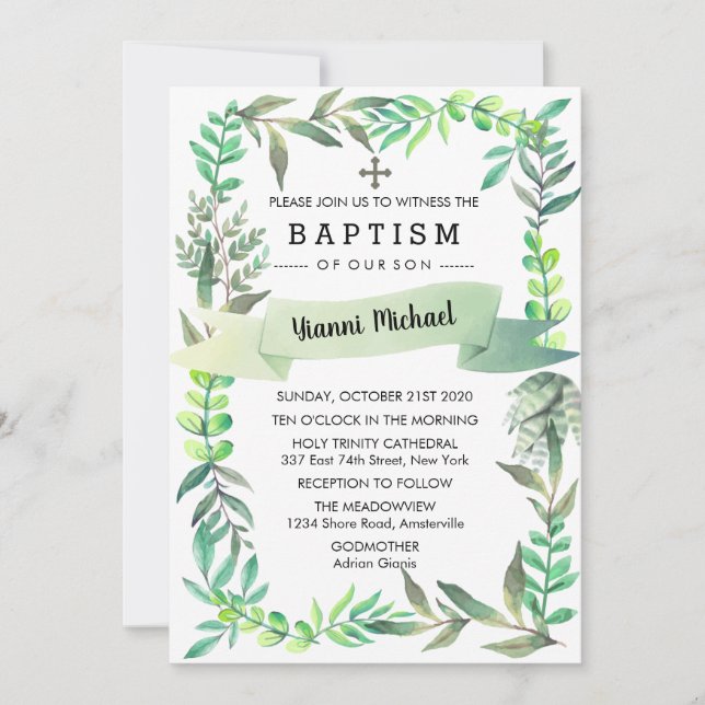 Yianni Baptism-inbjudan. Inbjudningar (Framsida)