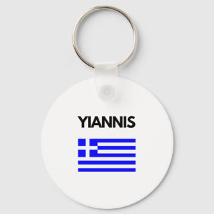 Yiannis Grekiska Namn med grekisk Flagga Nyckelring