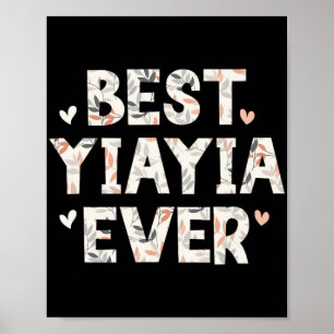 Yiayia All Blommigt Family Kärlek Hearts Yia-yia Poster