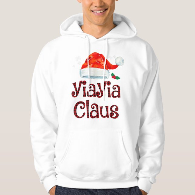 Yiayia Claus Tee jul Pajama Fam Hoodie (Framsida)