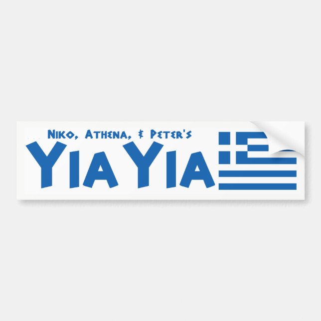 YIAYIA Grekiska Flagga Bumper Sticker (Personlig) Bildekal (Framsidan)