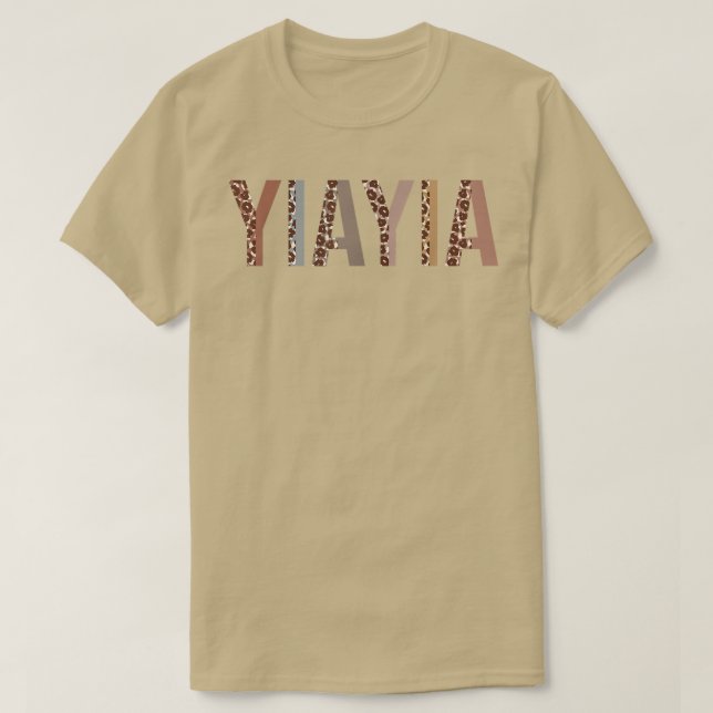 Yiayia Leopard Skriv ut Mamma Cute Mors dag Funny  T Shirt (Design framsida)