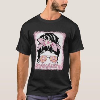 Yiayia Messy Bun Bleacher Groovy Hippie Flower mot T Shirt
