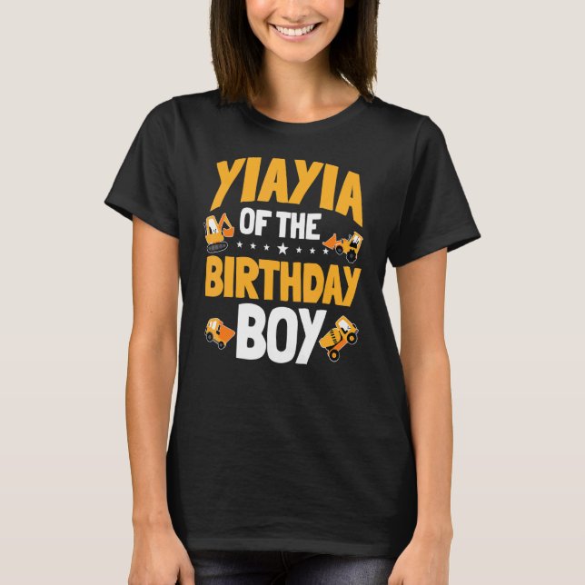 Yiayia of the Birthday Boy Construction Worker Bda T Shirt (Framsida)
