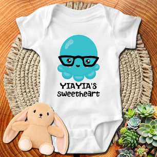 Yiayias söta blå Kawaii bläckfisk T Shirt