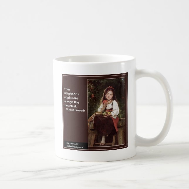 Yiddischordspråk om äpplen & grafik kaffemugg (Höger)