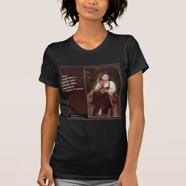 Yiddischordspråk om äpplen & grafik t shirt (Framsida)