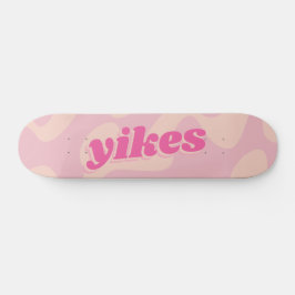 Yikes Pastel Rosa Groovy Modern Typografi Mini Skateboard Bräda 18,5 Cm