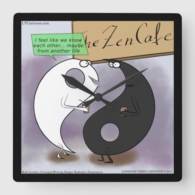 Yin Meets Yang Funny Rick London Wall Clock Fyrkantig Klocka (Framsida)