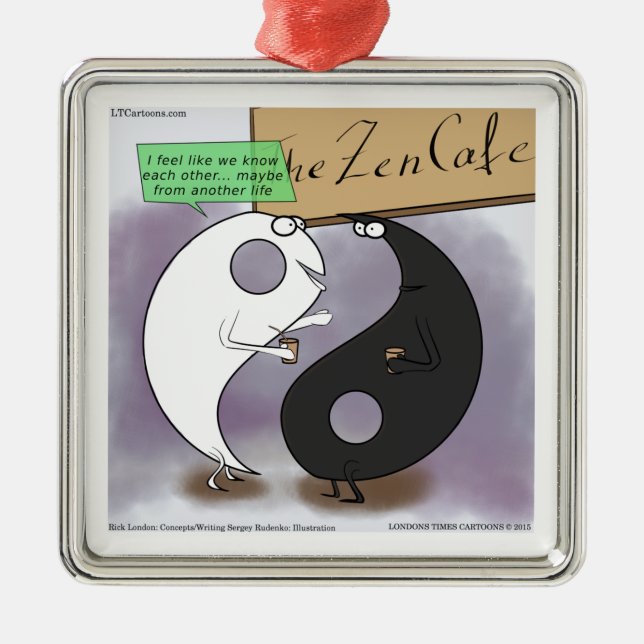 Yin Meets Yang Zen Funny Julgransprydnad Metall (Framsidan)
