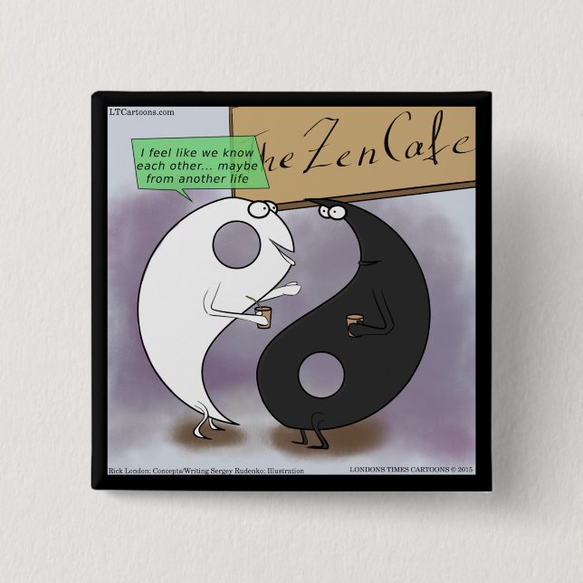 Yin Mötar Yang Zen Roligt Knapp (Framsida)