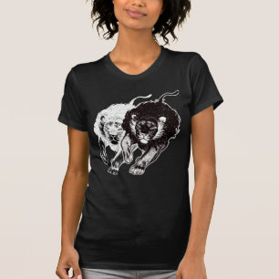 Yin och T-tröja för Yang lejonkvinnor T-shirt