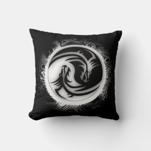 Yin och Yang Asian Dragons Kudde