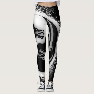 Yin och Yang Asian Dragons Leggings