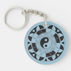 Yin och Yang Asian Symbol Round Nyckelring