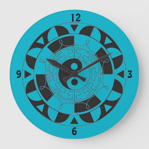 Yin och Yang Asian Symbol Round Wall Clock Stor Klocka