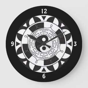 Yin och Yang Asian Symbol Wall Clock Stor Klocka