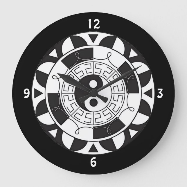 Yin och Yang Asian Symbol Wall Clock Stor Klocka (Framsida)