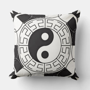 Yin och Yang asiatisk symbol kastkudde Kudde
