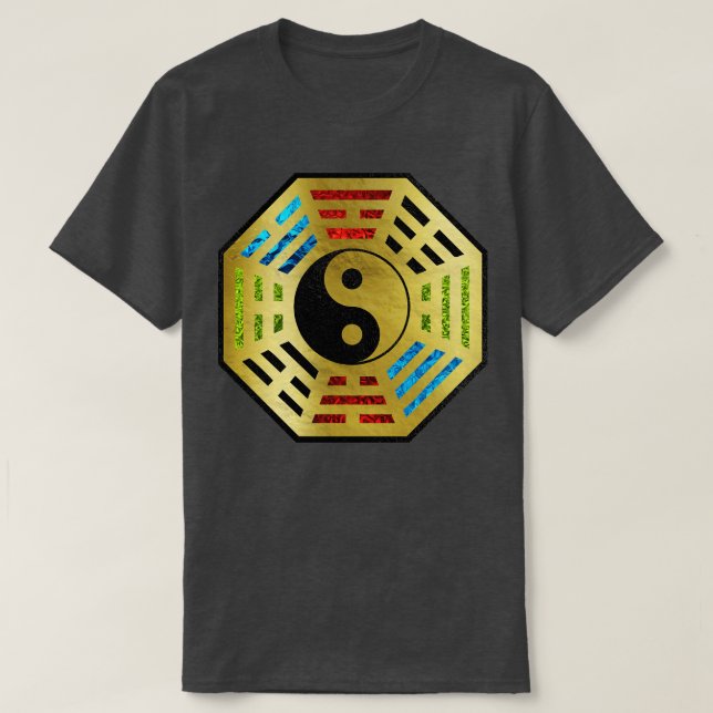 Yin och Yang Bagua Feng shui hieroglyphs T Shirt (Design framsida)