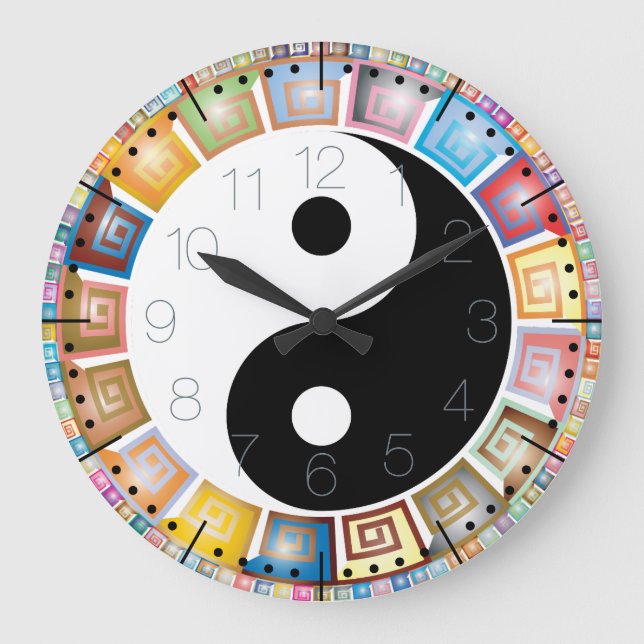 Yin och Yang balance yoga Stor Klocka (Framsida)