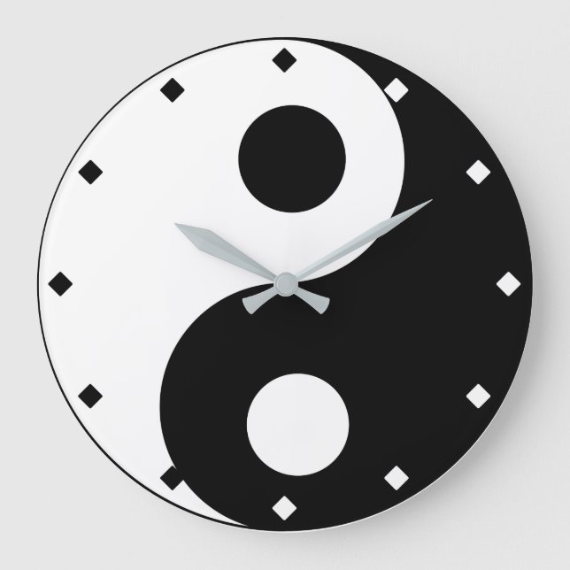Yin och Yang Black and White Stor Klocka (Framsida)