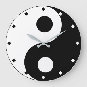Yin och Yang Black and White Stor Klocka