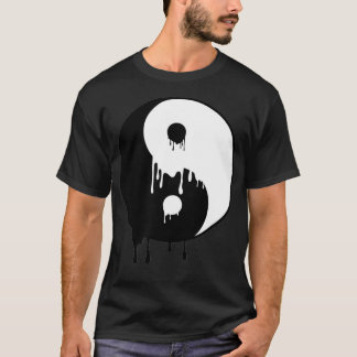 Yin och Yang Black White Paint Smälter droppar T Shirt