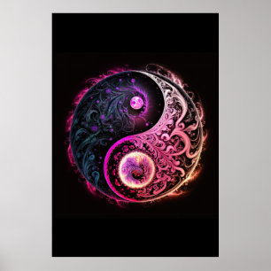 Yin och Yang Chinese Andlig Symbol of Life Poster