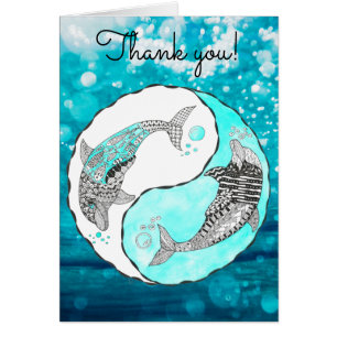 Yin och Yang Dolphin Tack Greeting Card OBS Kort