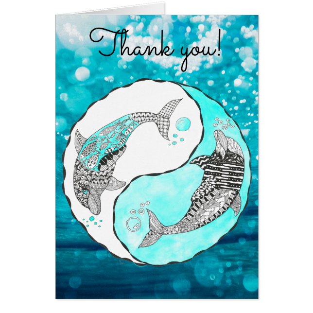 Yin och Yang Dolphin Tack Greeting Card OBS Kort (Framsidan)