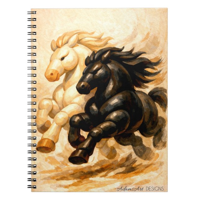 Yin och Yang-hästar – Dynamisk Dualitet Illustrati Anteckningsbok (Framsidan)