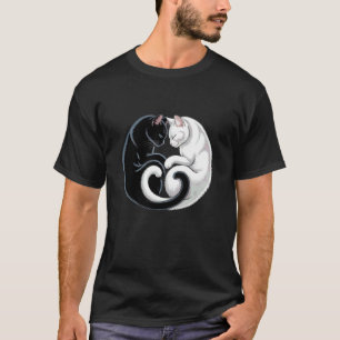 Yin och Yang huskatt svarta vita katter T Shirt