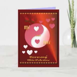 Yin och Yang i valentin hoat rosa kort