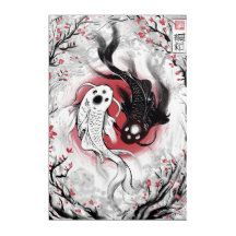 Yin och Yang Japanska Koi Fish Painting