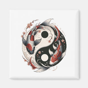 Yin och Yang Japanska Koi Fiskar Magnet