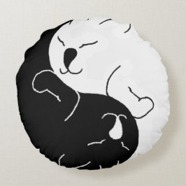 Yin och Yang katter - rundan kudder Rund Kudde