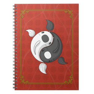 Yin och Yang Koi-anteckningsboken Anteckningsbok Med Spiral