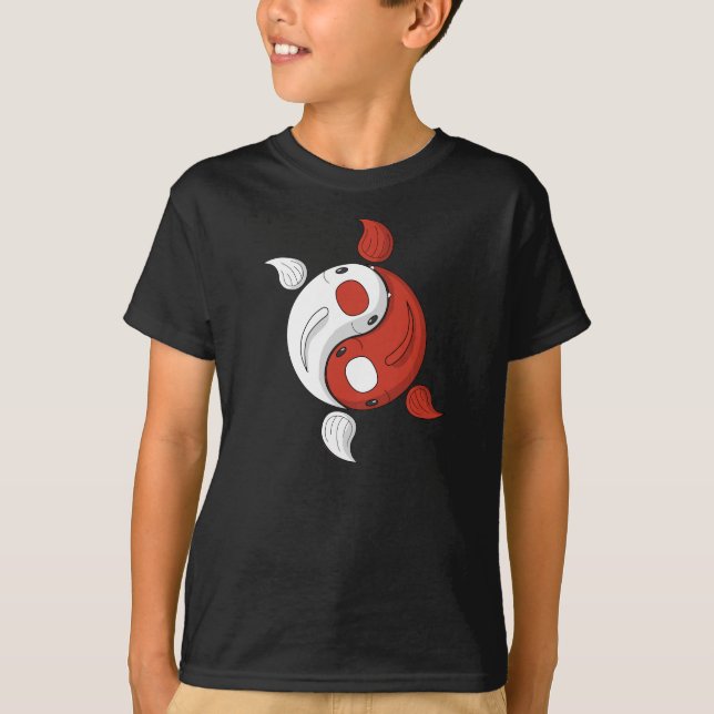 Yin och Yang Koi Barn och Baby Mörk Shirt Tröja (Framsida)